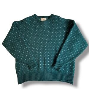 Vintage 80s 90s Woolrich Wool Sweater Birdseye Hand Framed Green Fisherman XL